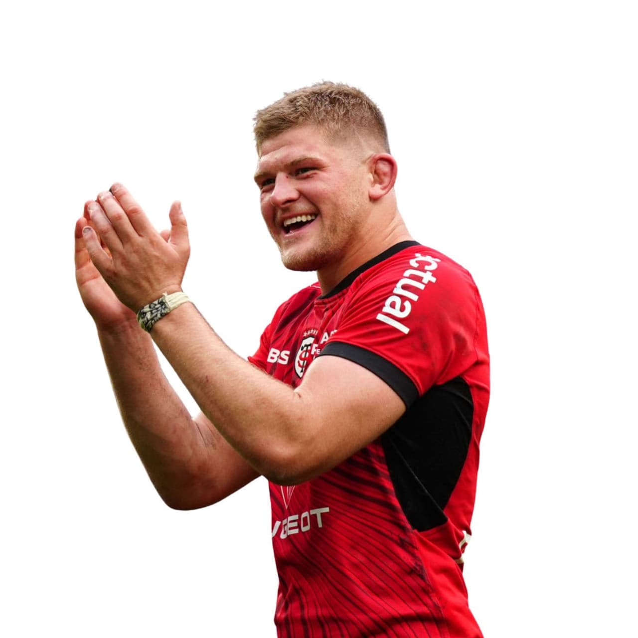 Jack Willis applauding in the Stade Toulousain jersey, 2025 Top 14 Player of the Season